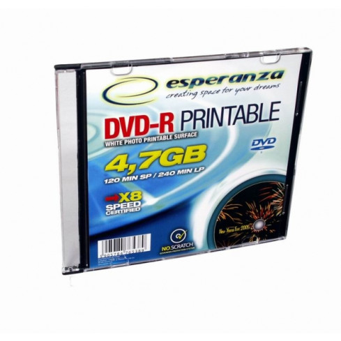1304 DVD-R ESPERANZA 4,7GB X16 PRINTABLE - SLIM CASE 1