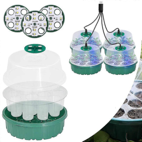 TG81372 Mini Greenhouse for Sprouting, 5-Piece Set + Grow Light, 13 Compartments