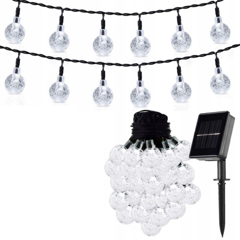 TG71398-2 SOLÁRNÍ LAMPA GIRLANDA 20LED 5M ZAHRADNÍ LAMPA PRO BALKONOVÝ ŘETĚZEC STUDENÉ SVĚTLO
