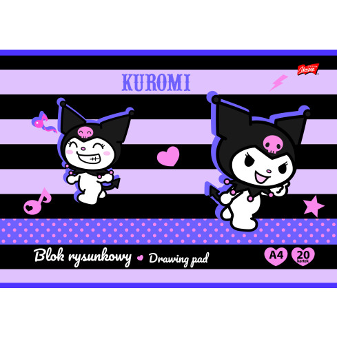 KUR6 BLOK RYSUNKOWY KUROMI SANRIO A4 20 KARTEK OKŁADKA KREDOWANA 80 g/m2 ST.MAJEWSKI