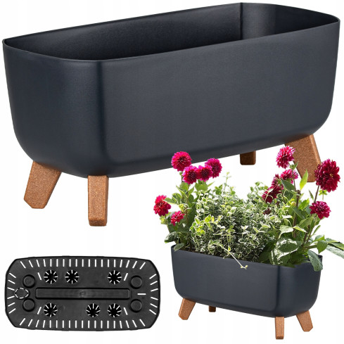 DGCL400-S433 Long, Large Garden Planter Pot with Legs, "Gracia Case" Anthracite