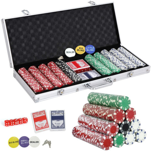 KK54 TEXAS POKER SET ŽETONY 500KS KARET POUZDRO