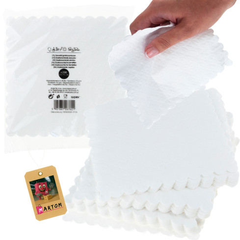 ARP7621 KPL 200SZT. SERWETEK SERWETKI GASTRONOMICZNE BIAŁE ZĄBKOWANE