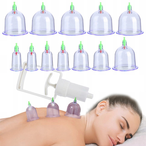 KK15 Flameless Vacuum Cupping Sets for Cellulite (12-Piece Set with Pump)