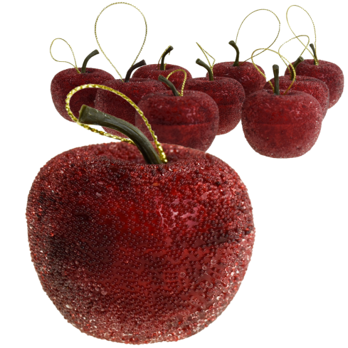 TG61386-3 Apfelanhänger 9pcs/KPL Christbaumkugeln Glitzer Apfelschmuck 9pcs gold