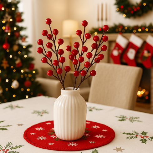 CV37142 ZIERZWEIG AN DER SPITZE WEISSDORN STECHPALME EBERESCHE 4ST.