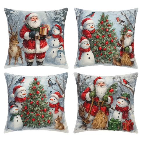 TG80101-KPL POSZEWKI ŚWIĄTECZNE 4SZT PODUSZKI DEKORACYJNE BOZE NARODZENIE