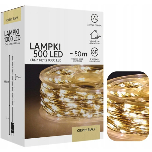 Micro LED string lights, 500 bulbs, Christmas tree lights, holiday lights, warm white, 3+50m