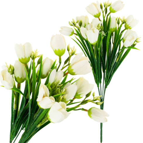 CV13987-1 KROKUSSTRAUSS KROKUSSE IM GRAS WEISS KÜNSTLICHE FRÜHLINGSBLUMEN