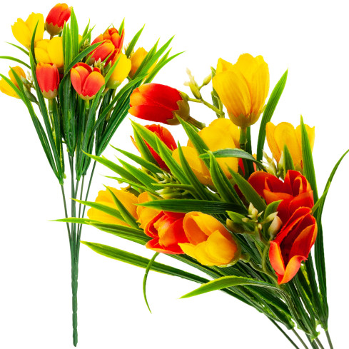 CV13987-3 Strauß Krokusse CROCUS CROCUUS BOUQUET IN GRAS KÜNSTLICHE BLUMEN