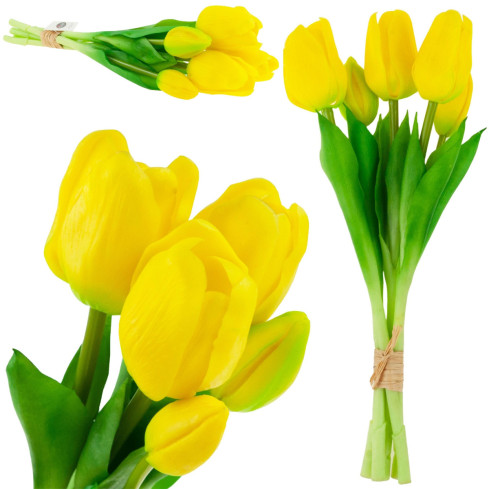 CV17692-3 TULPEN STRAUSS GUMMIERT GUMMI WIE LEBEN REALISTISCH GELB