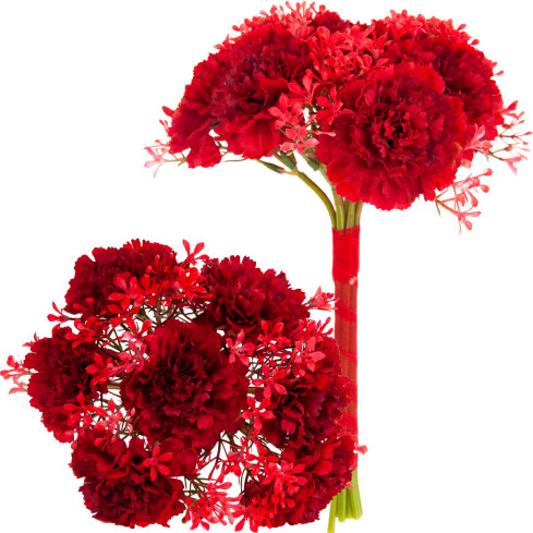 CV18424-10 STRAUSS MIT 7 NELKEN NELKEN ROT KUNSTBLUMEN