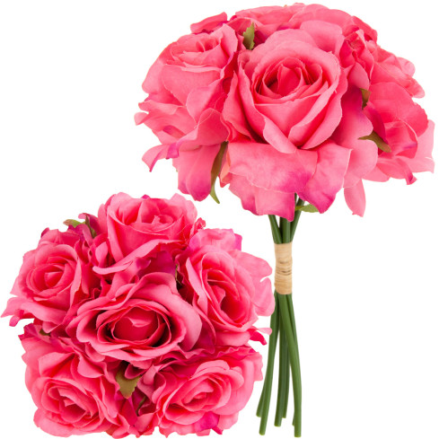 CV21919-5 ROSENSTRAUSS KÜNSTLICHE BLUMEN 6PC SCHÖNE DICHTE ROSEN IM STRAUSS ROSA WIE LEBENDIG