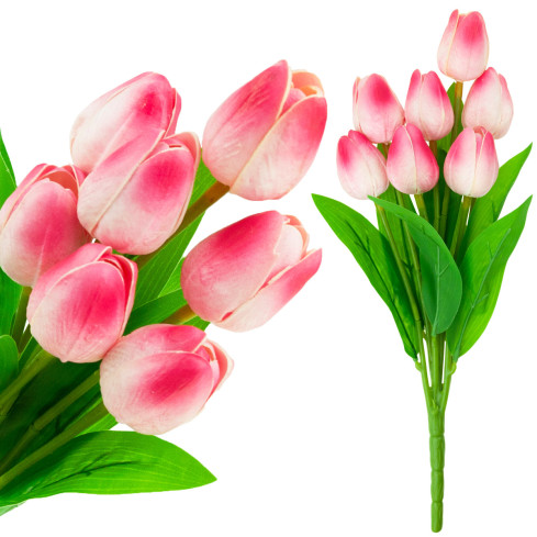 CV26807-8 Frothy TULIPAN BUNCH X7 rosa ARTIFICIAL TULIPS IN A BUNCH