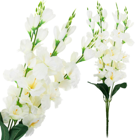 CV31140-1 KYTICE GLADIOL 5 VĚTVÍ RÁKOSU UMĚLÉ KVĚTINY KRÉMOVÁ ECRU