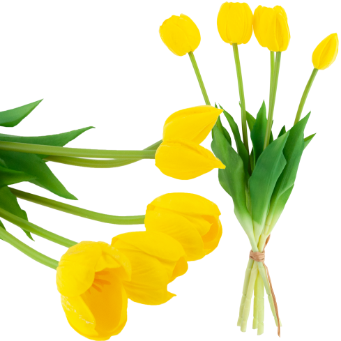 CV31218-4 BUKIET TULIPANÓW GUMA PIANKA x 5 szt ŻÓŁTY PERFOROWANY REALISTYCZNY