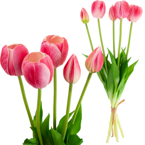 CV31218-7 BUKIET TULIPANÓW GUMA PIANKA x 5 szt REALISTYCZNY PERFOROWANY różowy