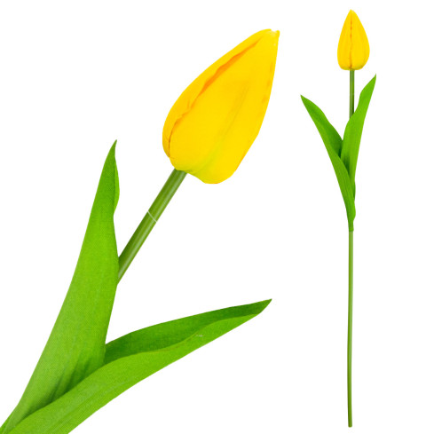 CV31234-2 EINZELNE GELBE TULPE ALS LEBENDE BLUME KUNSTBLUME FÜR BLUMENSTRAUSS SCHILF