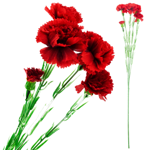 Carnation sprig, carnation bouquet, artificial flowers, realistic, red, 60 cm