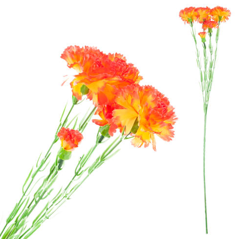 Carnation sprig, carnation bouquet, artificial flowers, realistic, orange, 60 cm