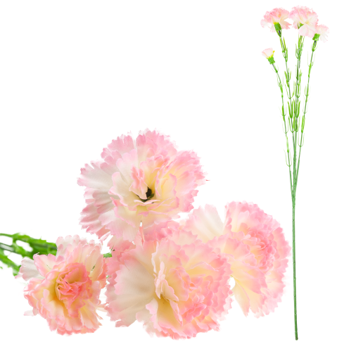 Carnation sprig, carnation bouquet, artificial flowers, realistic, pink, 60 cm