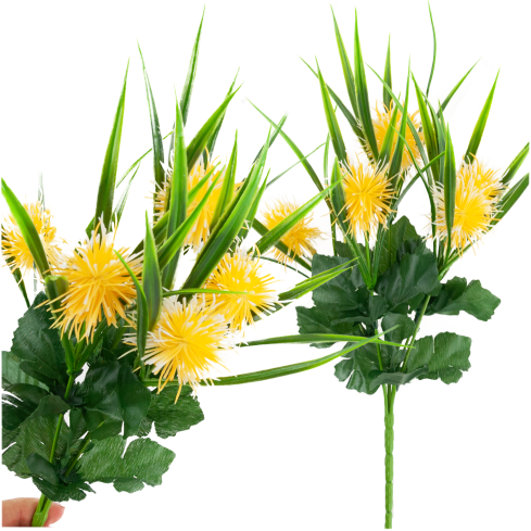CV31741-2 GAŁĄZKA OZDOBNA TRAWY LIŚCIE OSET KWIATOSTANY ŻÓŁTY
