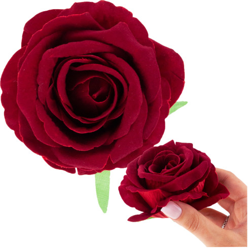 CV33001-3 BIG TUBE ROSE großer Kopf künstliche Blumen für Tafelaufsätze kastanienbraun Velours 8cm