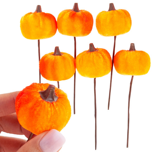 CV36807 Kürbis, künstliche Kürbisse IN PIKU 6PTS orange Dekorative perfekt für Herbst und Halloween
