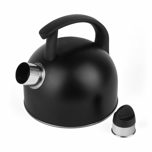 TD41 TADAR EDELSTAHL-WASSERKOCHER 1,5L SCHWARZ MIT PFEIFE FÜR GAS-INDUKTION