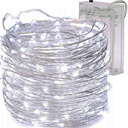 TG66254-1 Christmas tree lights on a string, 40 micro LEDs, cold white, AA batteries