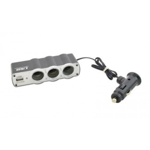 SM1 3-Steckdosen-Verteiler für Zigarettenanzünder + USB