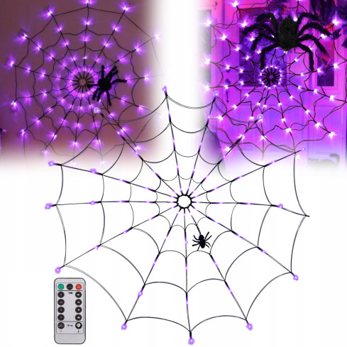 TG73019-2 SPINNENNETZ 70 LED KÜNSTLICHE HALLOWEEN LICHTER VIOLETT