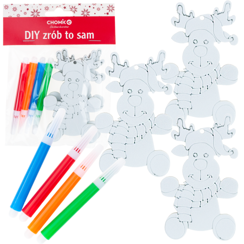DIY7083 Set of Hanging Christmas Ornaments with 4 DIY Markers