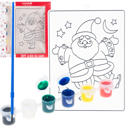 DIY7137 Paint-by-number stained glass kit with 6 paints – Santa Claus coloring book