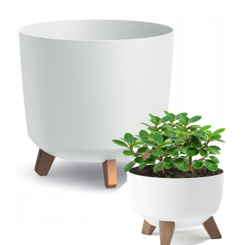 DGTL300L-S449 Plant pot with drainage holes, 30 cm tall, white tubular bowl