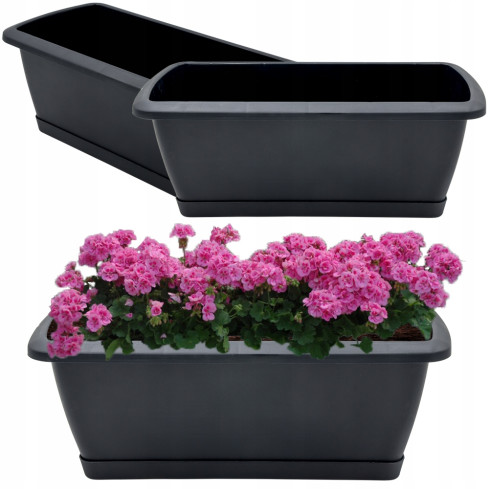 ISE400P-S433 Balcony Planter Box with Stand, Anthracite, 17 L