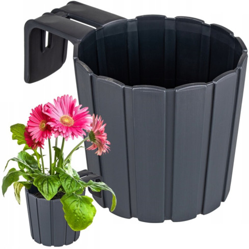 DDEZ150-S433 Balcony Planter for Balustrades and Handrails with Hook, Anthracite Rustic Planter