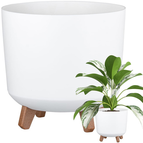 DGRL200-S449 Round Garden Planter Pot with Legs, "Gracia" White