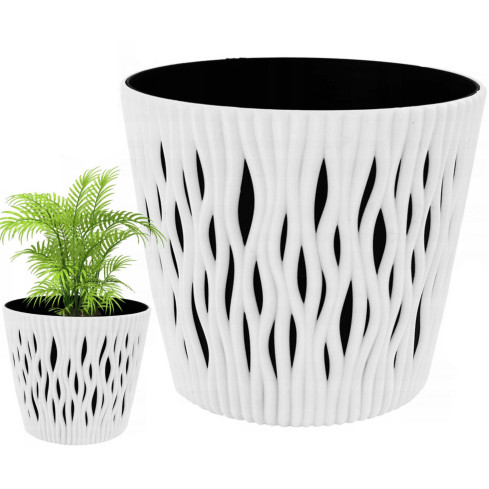 DSR160-S449 Decorative openwork plant pot, 16 cm, sandy white, with a 1.7-liter insert