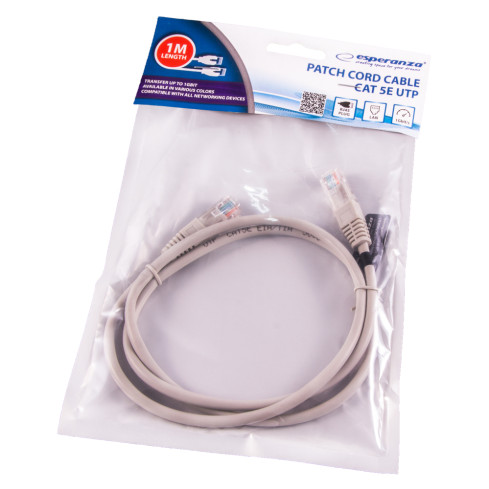 EB273E UTP CAT 5E PATCHCORD 1M ŠEDÝ