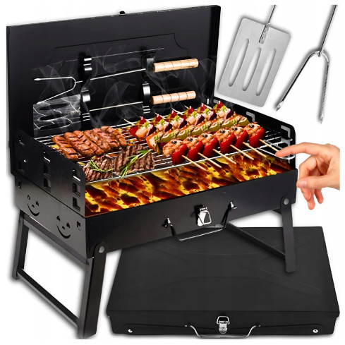 TG71414 Portable Folding Travel Camping Grill in a Carry Case + Accessories