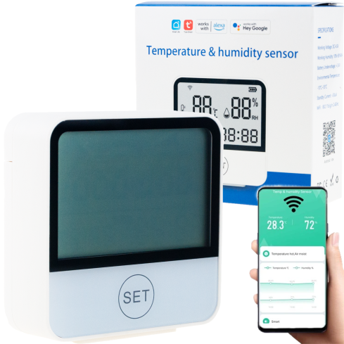 IM016 TEPLOMĚR METEOROLOGICKÁ STANICE BEZDRÁTOVÝ VLHKOMĚR HODINY WIFI TUYA