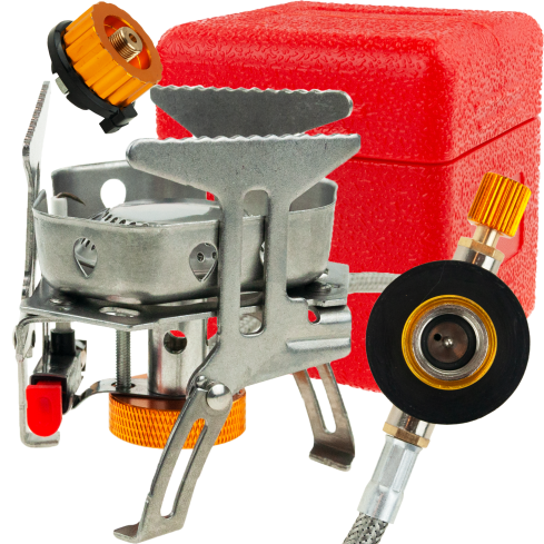 IM022 GASBRENNER REISEFELDKOCHER ZUSAMMENKLAPPBARE KARTUSCHE