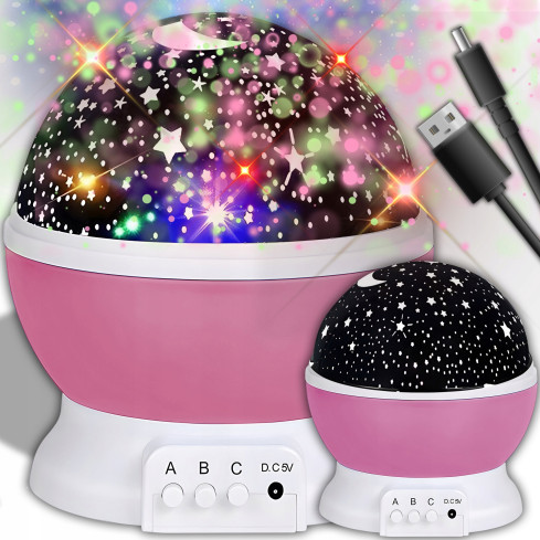 TG56632-2 NACHTLICHT HIMMEL STERN PROJEKTOR ROTIEREND 360 ROSA
