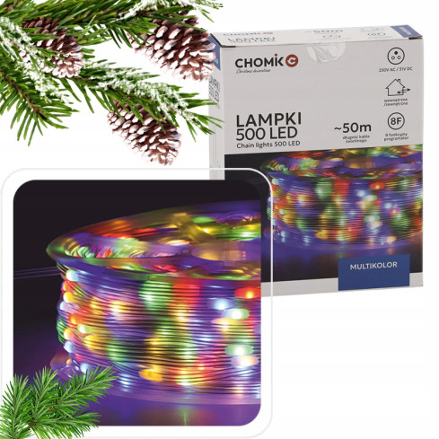 Micro LED string lights, 500 bulbs, Christmas tree lights, holiday lights, multicolor, 3+50m