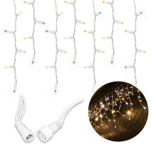 Bt-01 Icicle Lights, 300 LEDs (Warm White + Cold Flash), 13 m, Christmas Tree Garden Lights