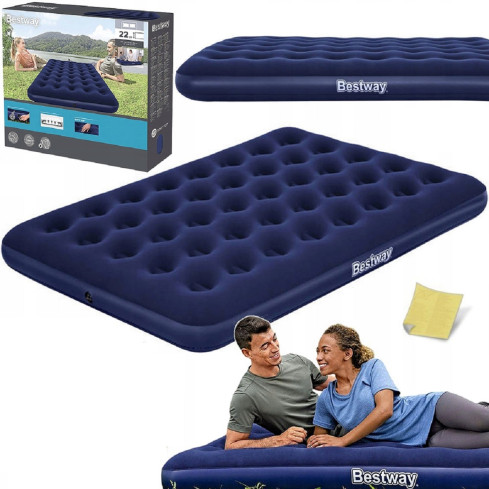 67002 Bestway Double Velour Inflatable Travel Mattress