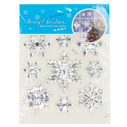 MC79145 Christmas window stickers with silver snowflakes