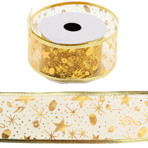 TG42491 Dekoband DECORATIVE DEKORATIVES WEIHNACHTSBAND 5CM 2,7M 2 Farben