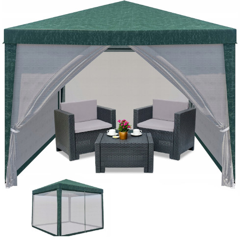 TG77594-1 3x3m Garden Pavilion with Mosquito Net – Garden Gazebo for the Terrace